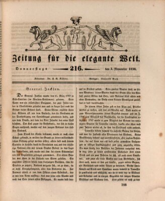 Zeitung für die elegante Welt Donnerstag 3. November 1836