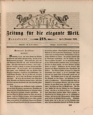 Zeitung für die elegante Welt Samstag 5. November 1836