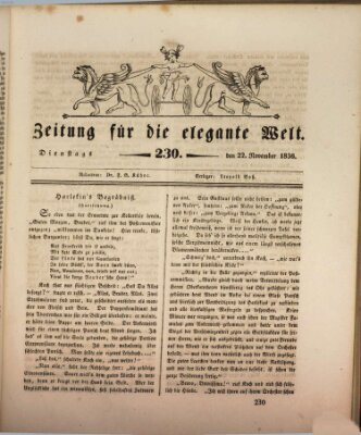 Zeitung für die elegante Welt Dienstag 22. November 1836