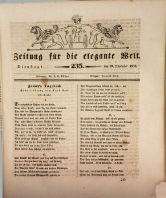 Zeitung für die elegante Welt Dienstag 29. November 1836