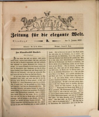 Zeitung für die elegante Welt Dienstag 3. Januar 1837