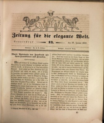 Zeitung für die elegante Welt Donnerstag 19. Januar 1837