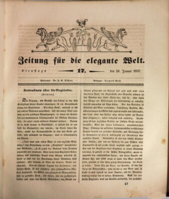 Zeitung für die elegante Welt Dienstag 24. Januar 1837