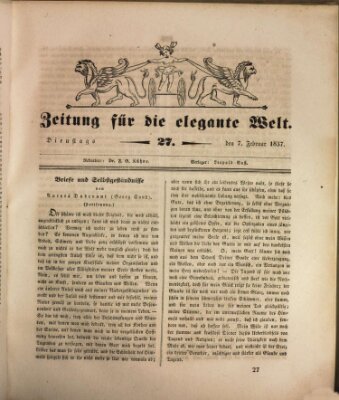 Zeitung für die elegante Welt Dienstag 7. Februar 1837