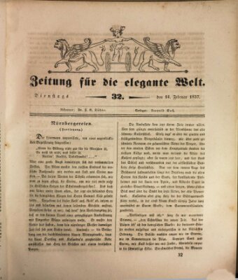 Zeitung für die elegante Welt Dienstag 14. Februar 1837