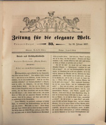 Zeitung für die elegante Welt Donnerstag 16. Februar 1837