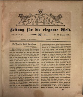 Zeitung für die elegante Welt Dienstag 21. Februar 1837