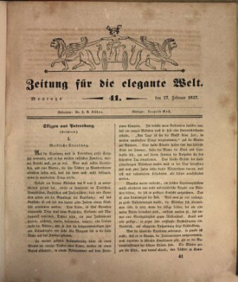 Zeitung für die elegante Welt Montag 27. Februar 1837