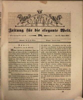 Zeitung für die elegante Welt Samstag 22. April 1837