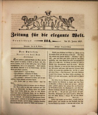 Zeitung für die elegante Welt Donnerstag 15. Juni 1837