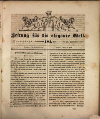 Zeitung für die elegante Welt Donnerstag 21. September 1837