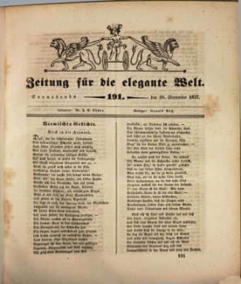 Zeitung für die elegante Welt Samstag 30. September 1837