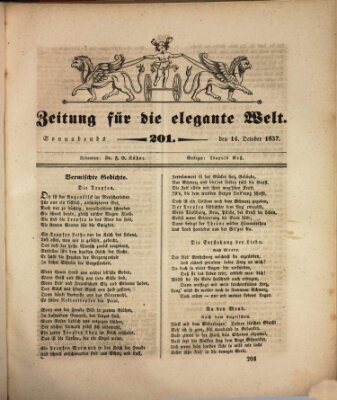 Zeitung für die elegante Welt Samstag 14. Oktober 1837