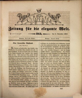 Zeitung für die elegante Welt Freitag 3. November 1837