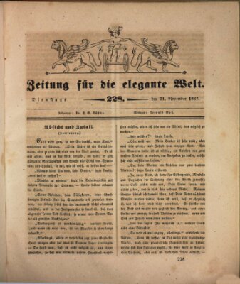 Zeitung für die elegante Welt Dienstag 21. November 1837