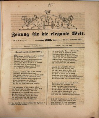 Zeitung für die elegante Welt Montag 27. November 1837