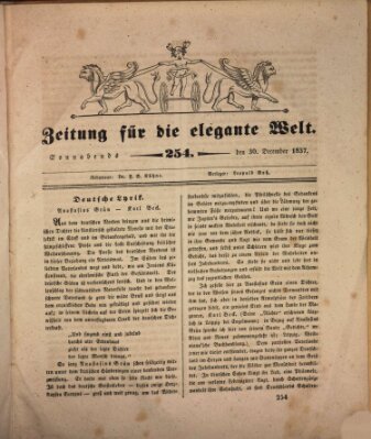 Zeitung für die elegante Welt Saturday 30. December 1837