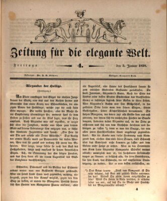 Zeitung für die elegante Welt Freitag 5. Januar 1838