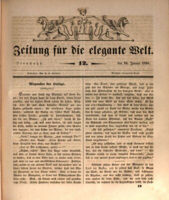 Zeitung für die elegante Welt Dienstag 16. Januar 1838