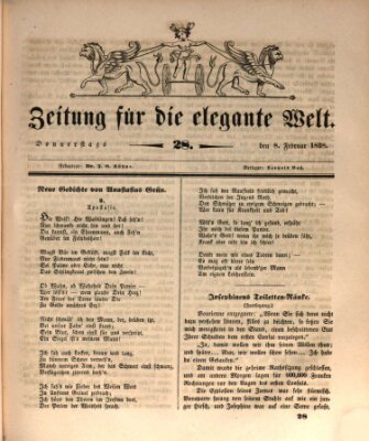 Zeitung für die elegante Welt Donnerstag 8. Februar 1838