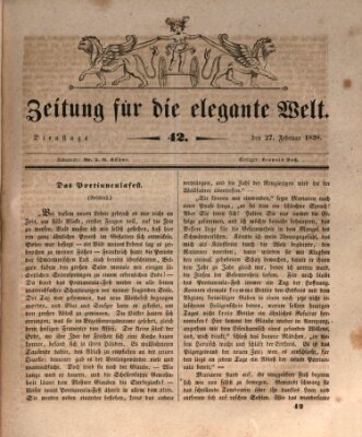 Zeitung für die elegante Welt Dienstag 27. Februar 1838