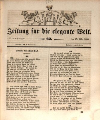 Zeitung für die elegante Welt Dienstag 27. März 1838