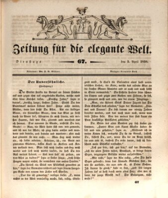 Zeitung für die elegante Welt Dienstag 3. April 1838