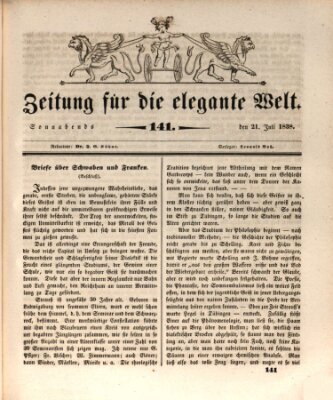 Zeitung für die elegante Welt Samstag 21. Juli 1838