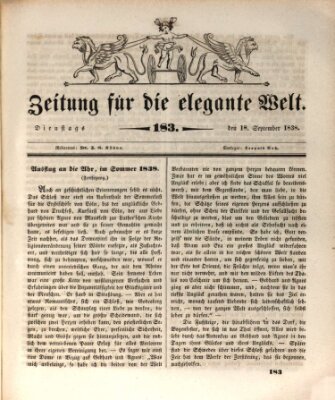 Zeitung für die elegante Welt Dienstag 18. September 1838