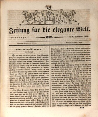 Zeitung für die elegante Welt Dienstag 6. November 1838