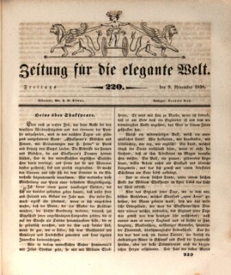 Zeitung für die elegante Welt Freitag 9. November 1838