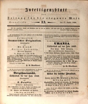 Zeitung für die elegante Welt Samstag 17. November 1838