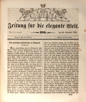 Zeitung für die elegante Welt Freitag 30. November 1838