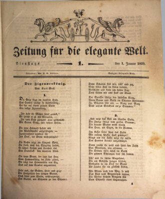 Zeitung für die elegante Welt Dienstag 1. Januar 1839