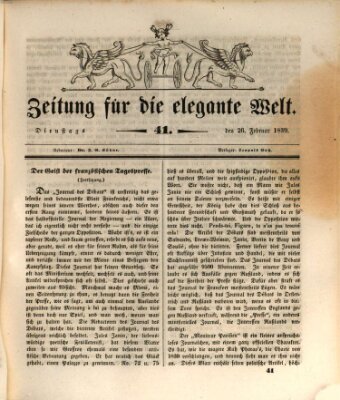 Zeitung für die elegante Welt Dienstag 26. Februar 1839