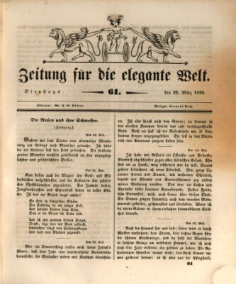 Zeitung für die elegante Welt Dienstag 26. März 1839