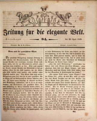 Zeitung für die elegante Welt Dienstag 30. April 1839