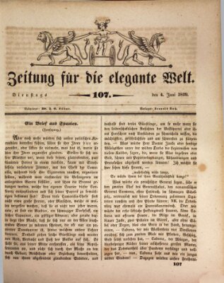 Zeitung für die elegante Welt Dienstag 4. Juni 1839