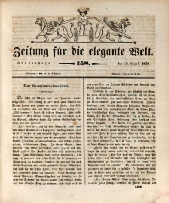 Zeitung für die elegante Welt Donnerstag 15. August 1839