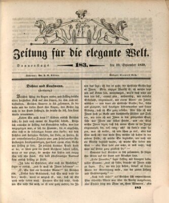 Zeitung für die elegante Welt Donnerstag 19. September 1839