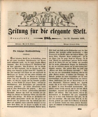 Zeitung für die elegante Welt Samstag 21. September 1839