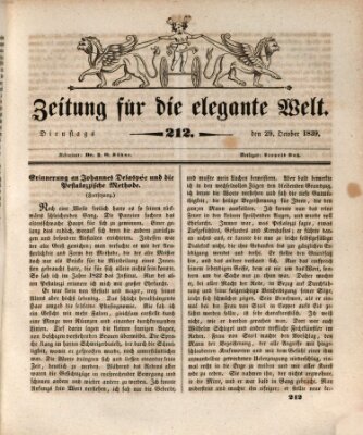 Zeitung für die elegante Welt Dienstag 29. Oktober 1839