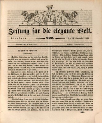 Zeitung für die elegante Welt Dienstag 12. November 1839