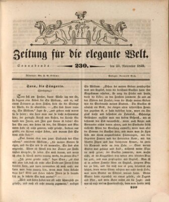 Zeitung für die elegante Welt Samstag 23. November 1839