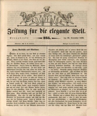 Zeitung für die elegante Welt Samstag 30. November 1839