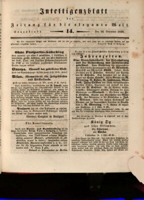 Zeitung für die elegante Welt Samstag 14. Dezember 1839