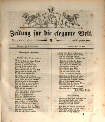 Zeitung für die elegante Welt Samstag 4. Januar 1840