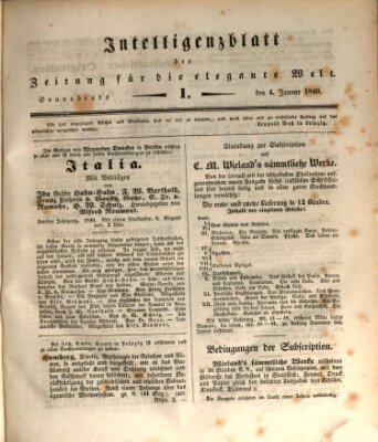 Zeitung für die elegante Welt Samstag 4. Januar 1840