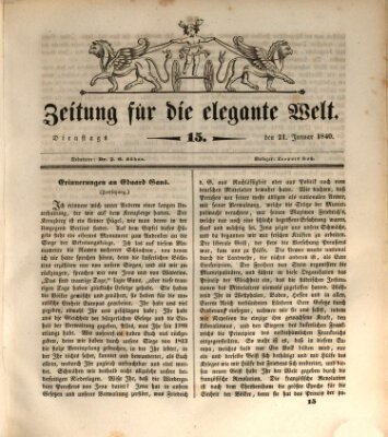 Zeitung für die elegante Welt Dienstag 21. Januar 1840