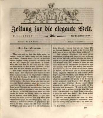 Zeitung für die elegante Welt Donnerstag 20. Februar 1840